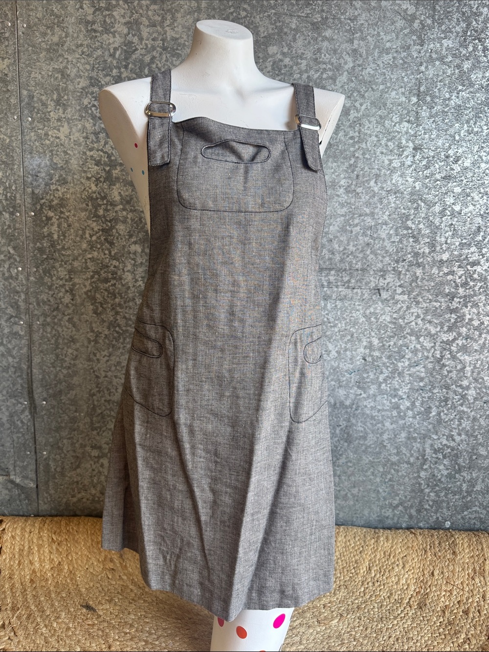 Classic Grey Mini Pinafore Dress